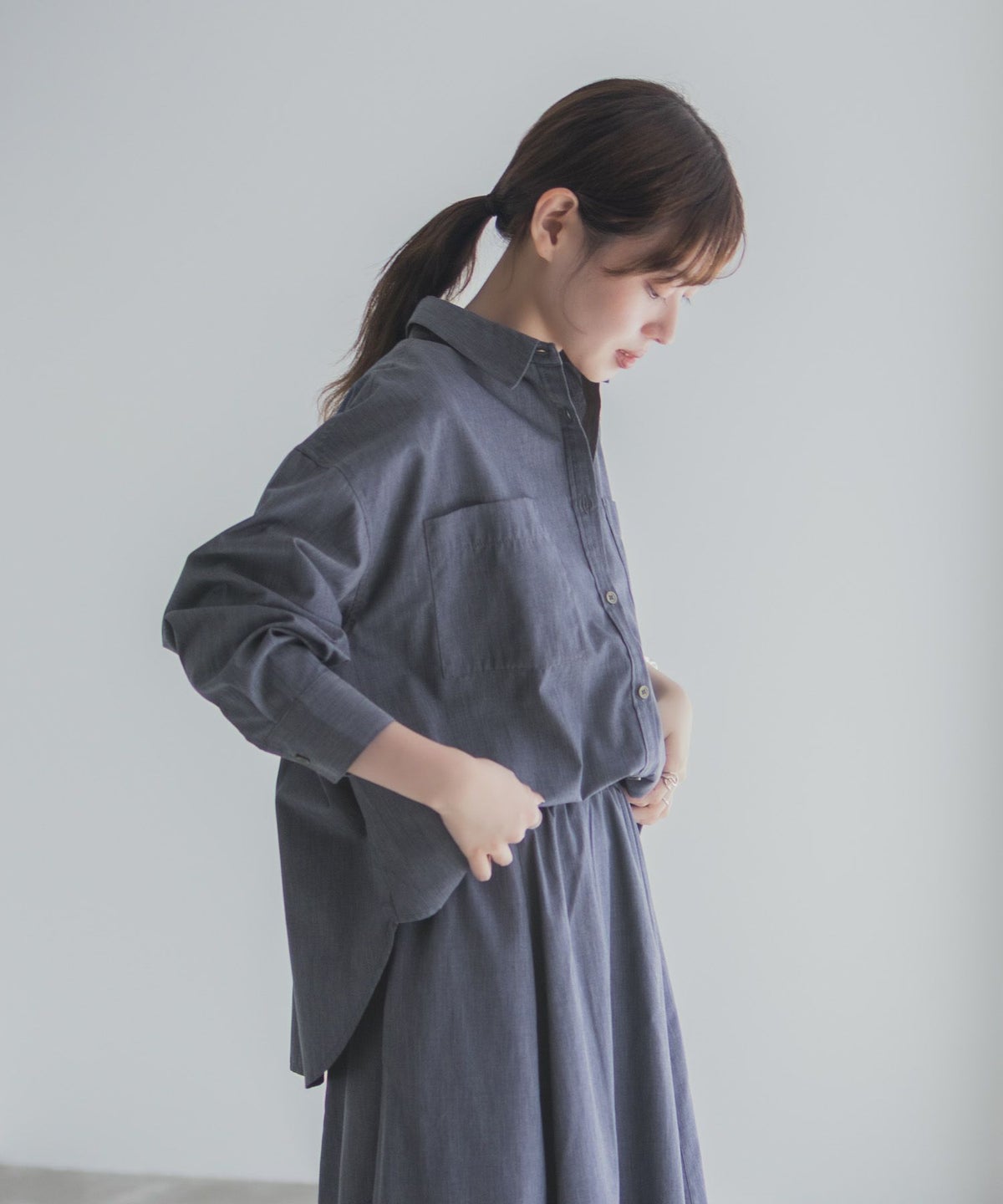milli de l'air デニムライクシャツ レディース