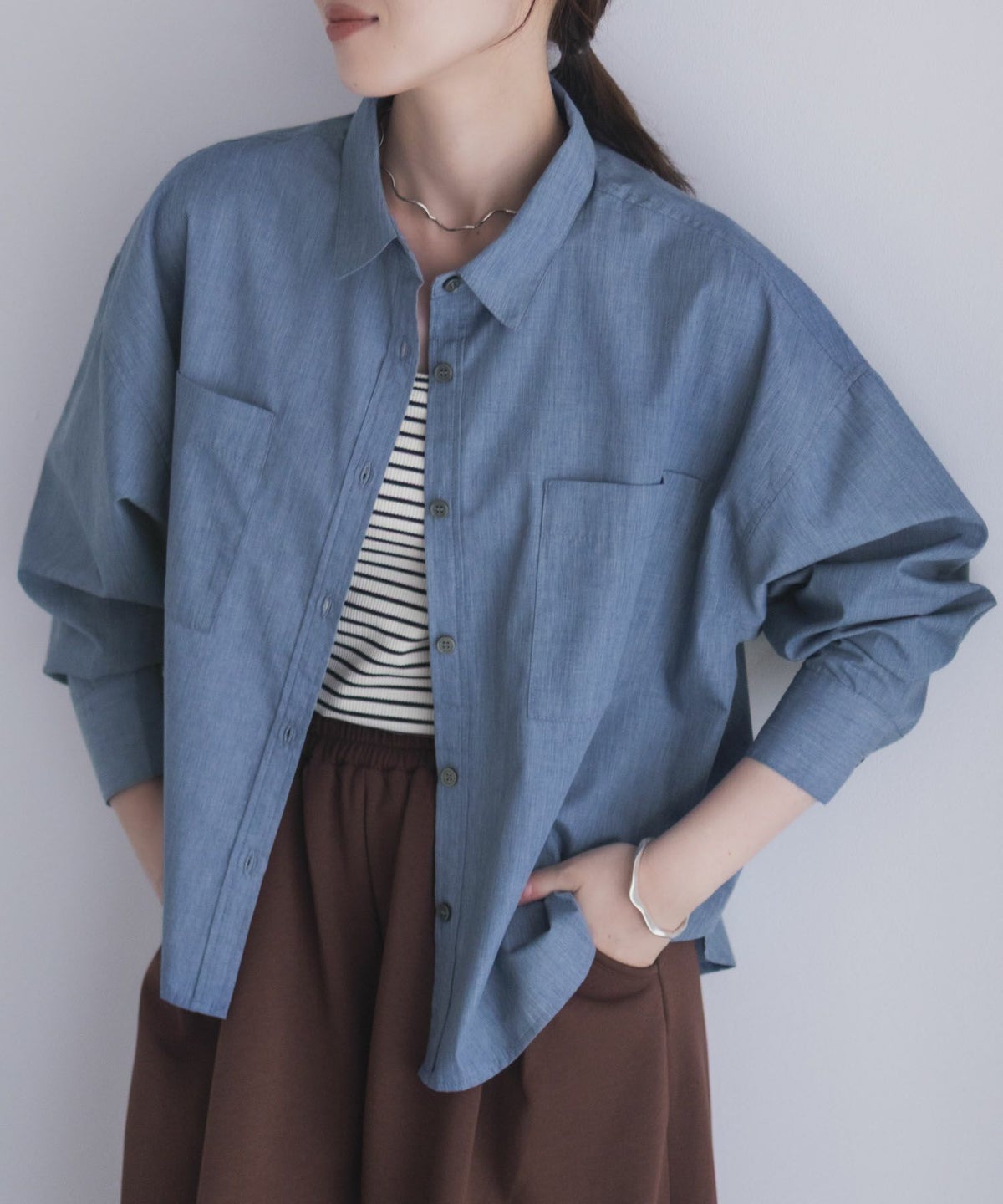 milli de l'air デニムライクシャツ レディース