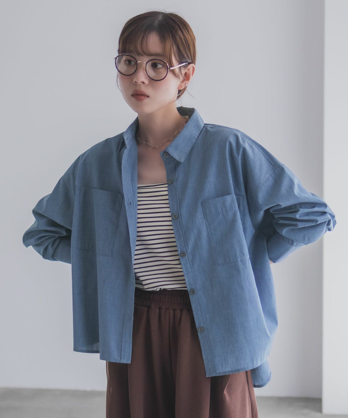 milli de l'air デニムライクシャツ レディース