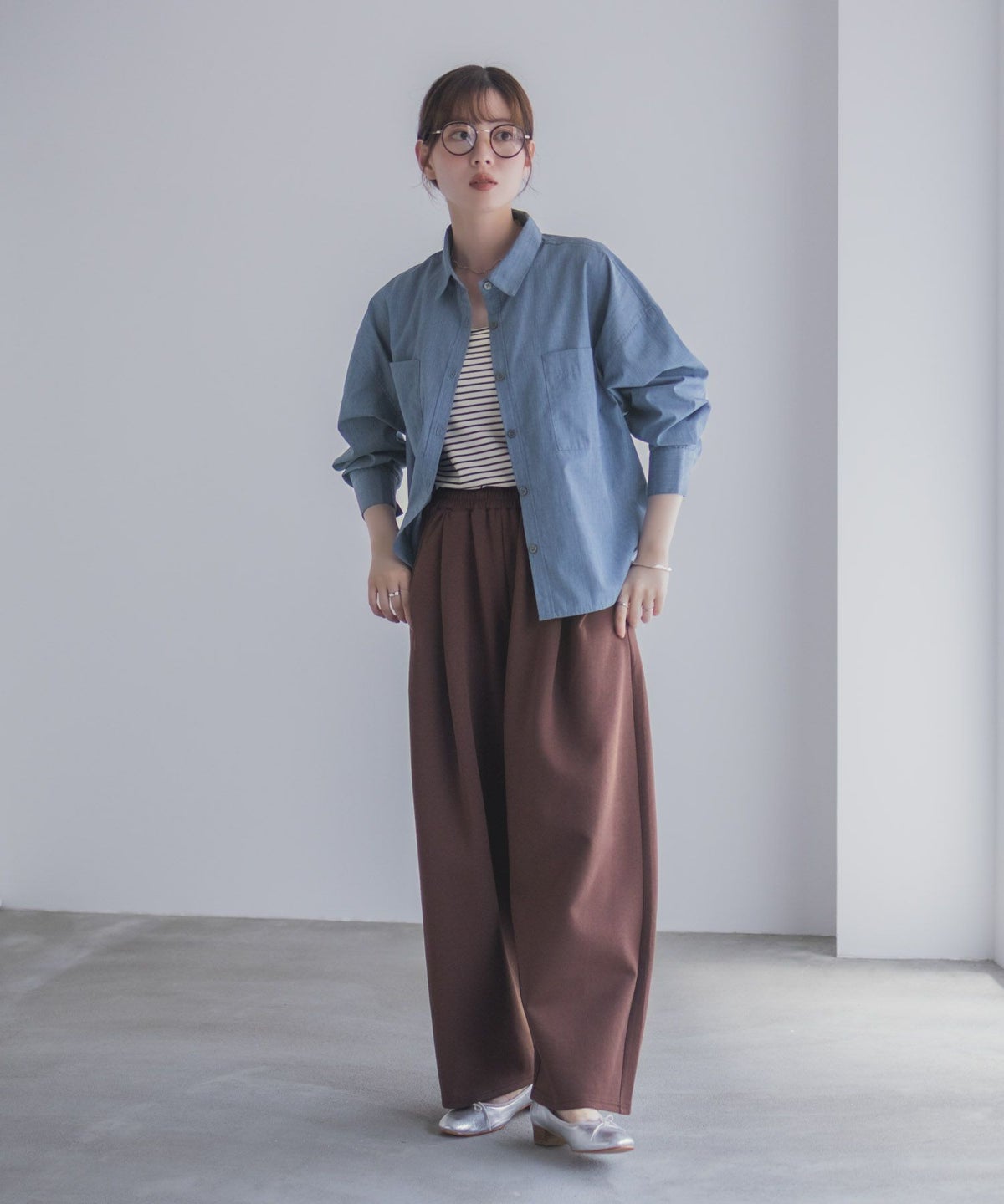 milli de l'air デニムライクシャツ レディース