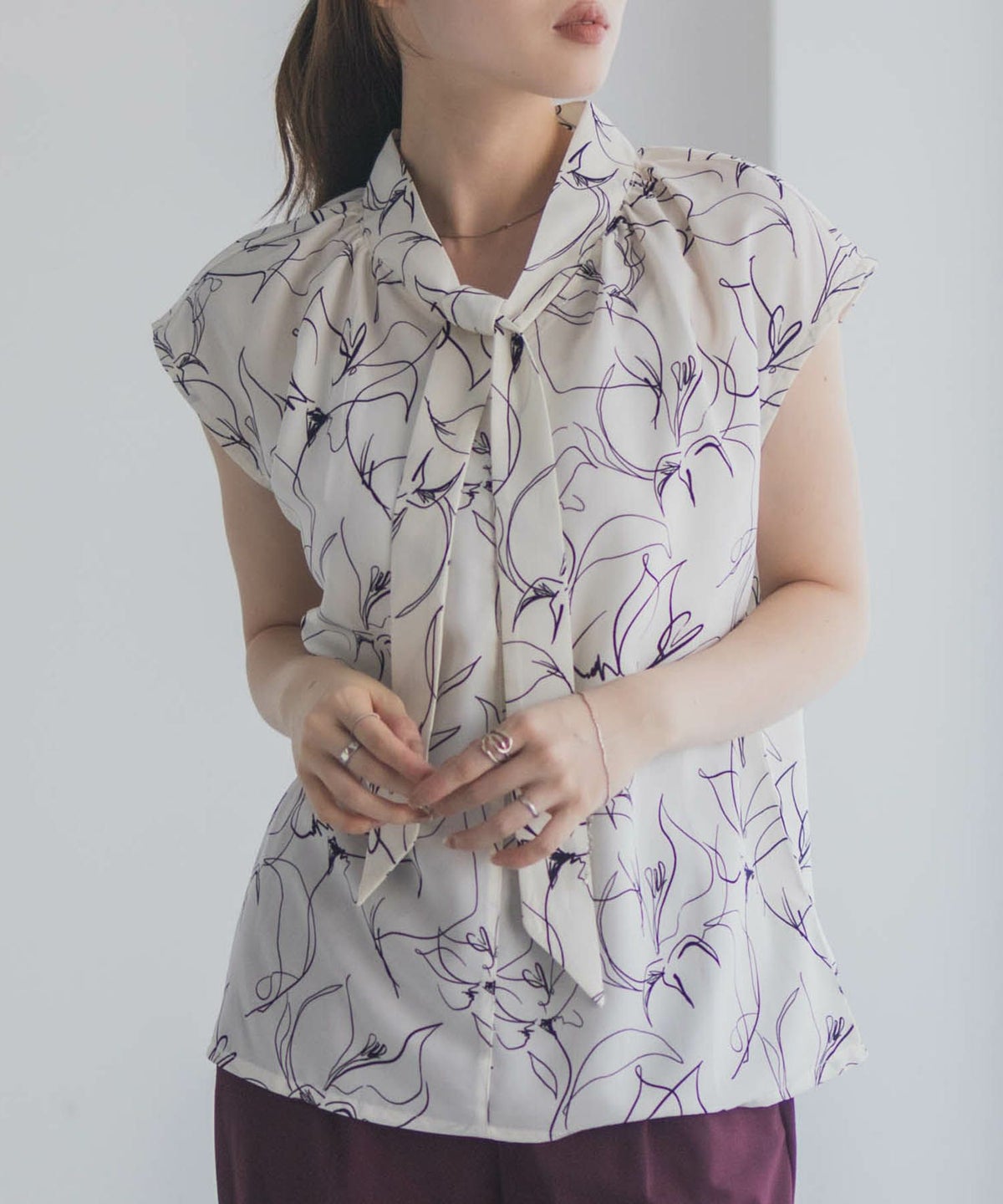 milli de l'air 2WAYフレンチボウタイブラウス レディース