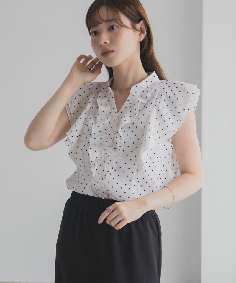 milli de l'air ラッフルフリルキーネックブラウス レディース商品画像-14
