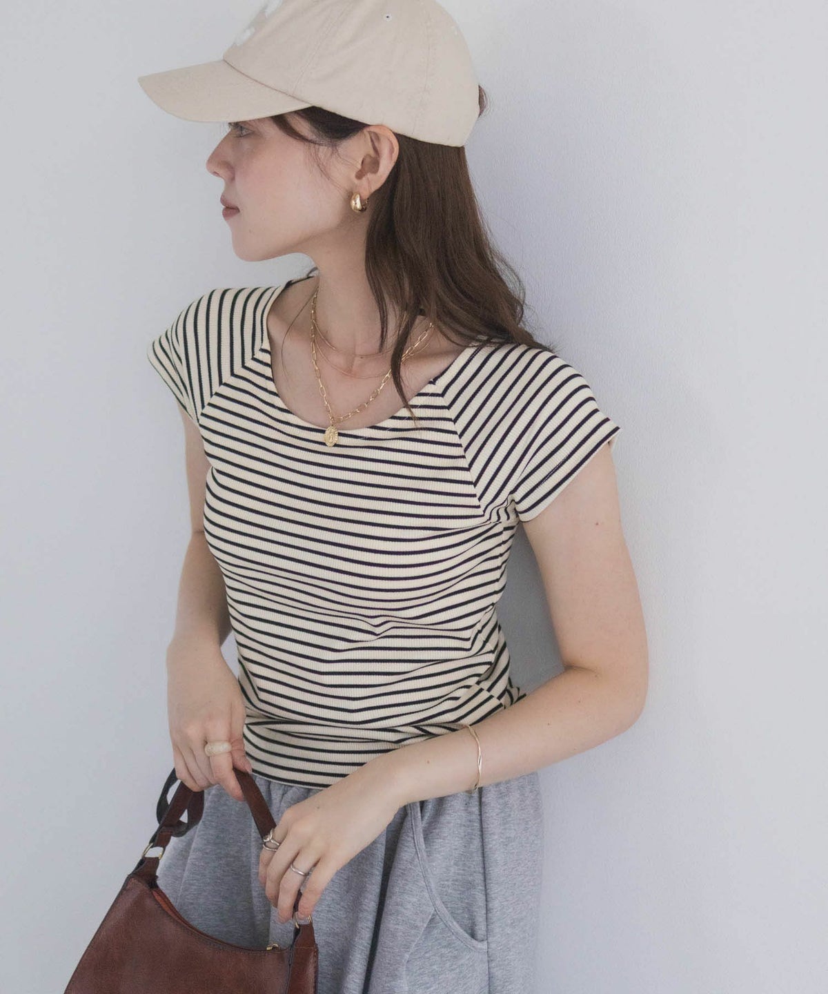 milli de l'air テレコカップ付き半袖トップス レディース