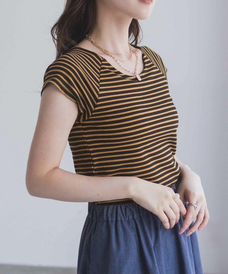 milli de l'air テレコカップ付き半袖トップス レディース商品画像-5