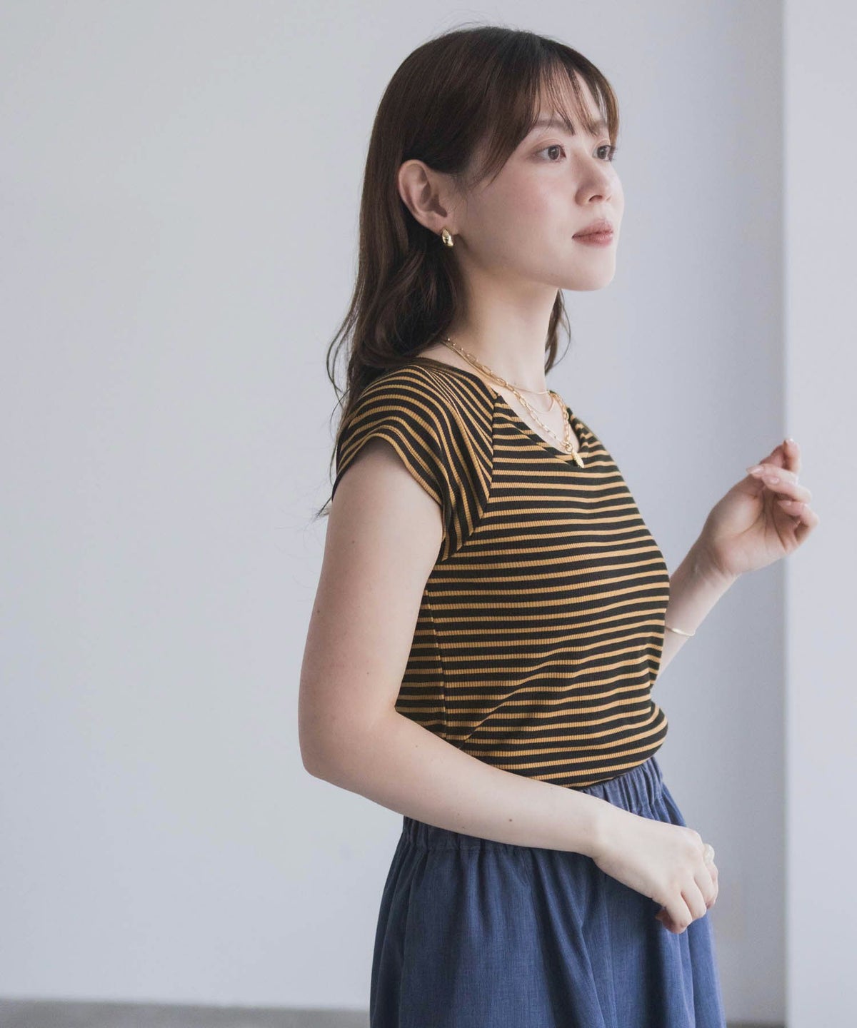 milli de l'air テレコカップ付き半袖トップス レディース