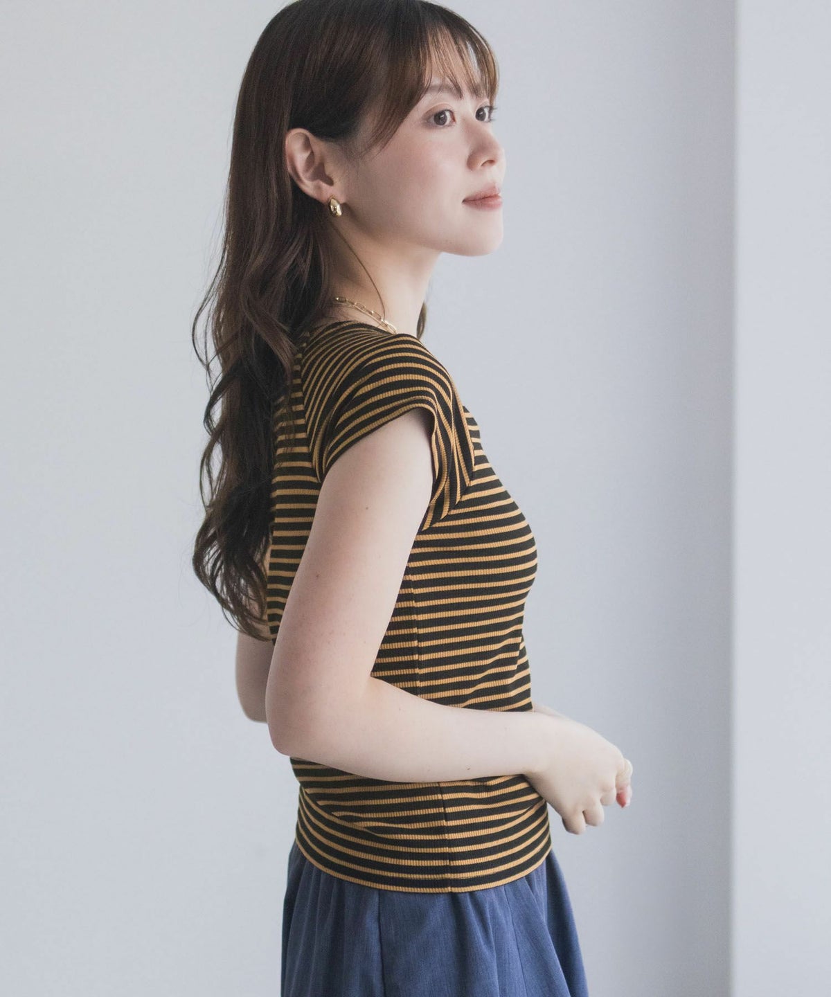 milli de l'air テレコカップ付き半袖トップス レディース