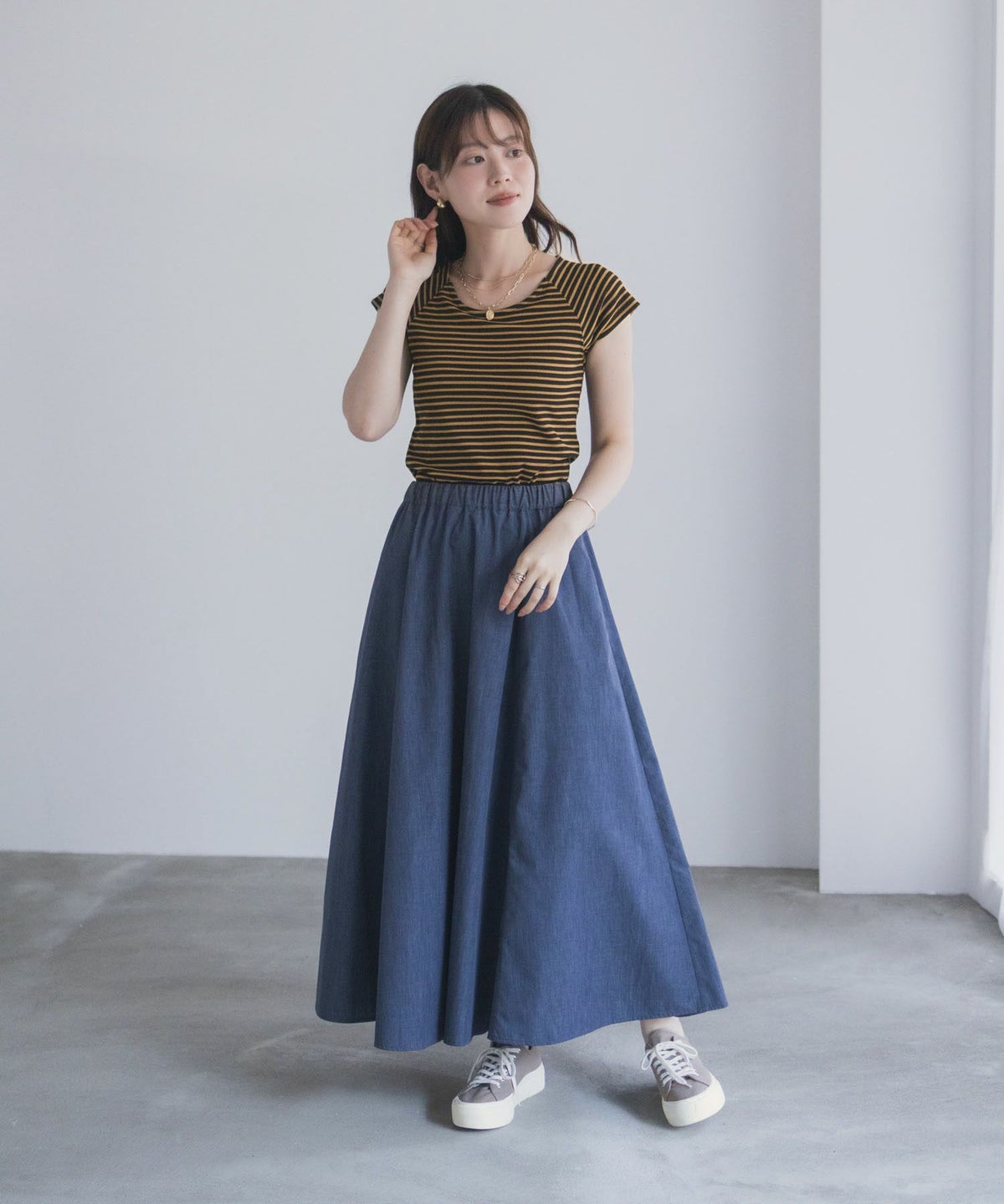 milli de l'air テレコカップ付き半袖トップス レディース