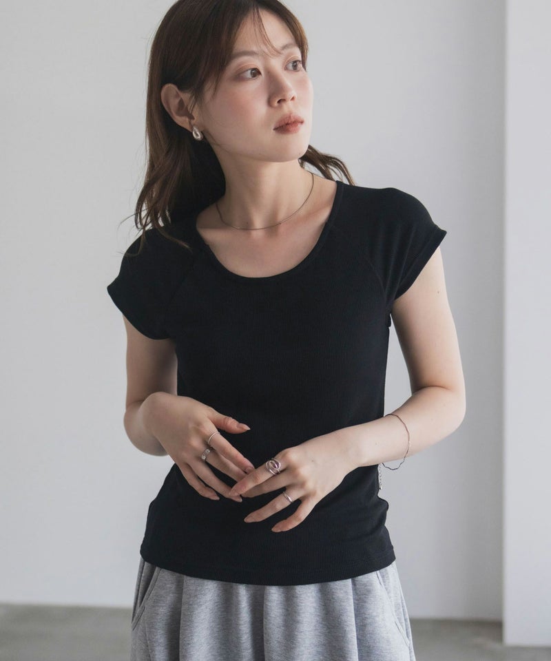 milli de l'air テレコカップ付き半袖トップス レディース商品画像-10