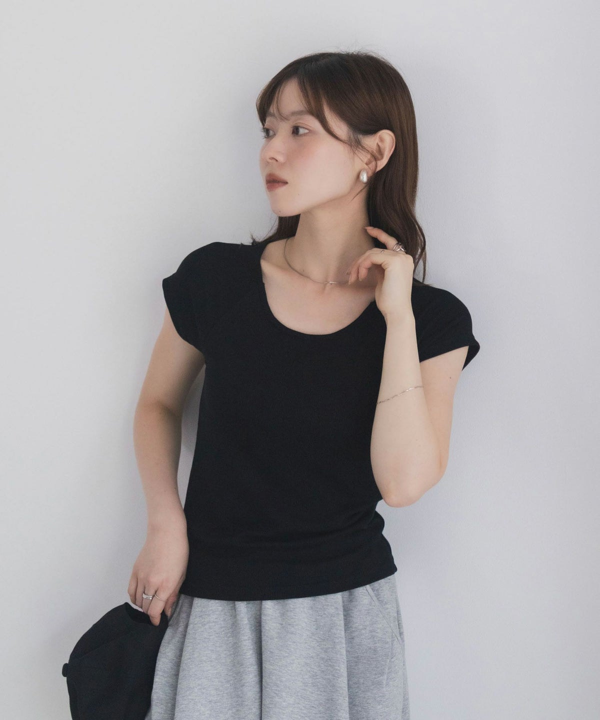 milli de l'air テレコカップ付き半袖トップス レディース