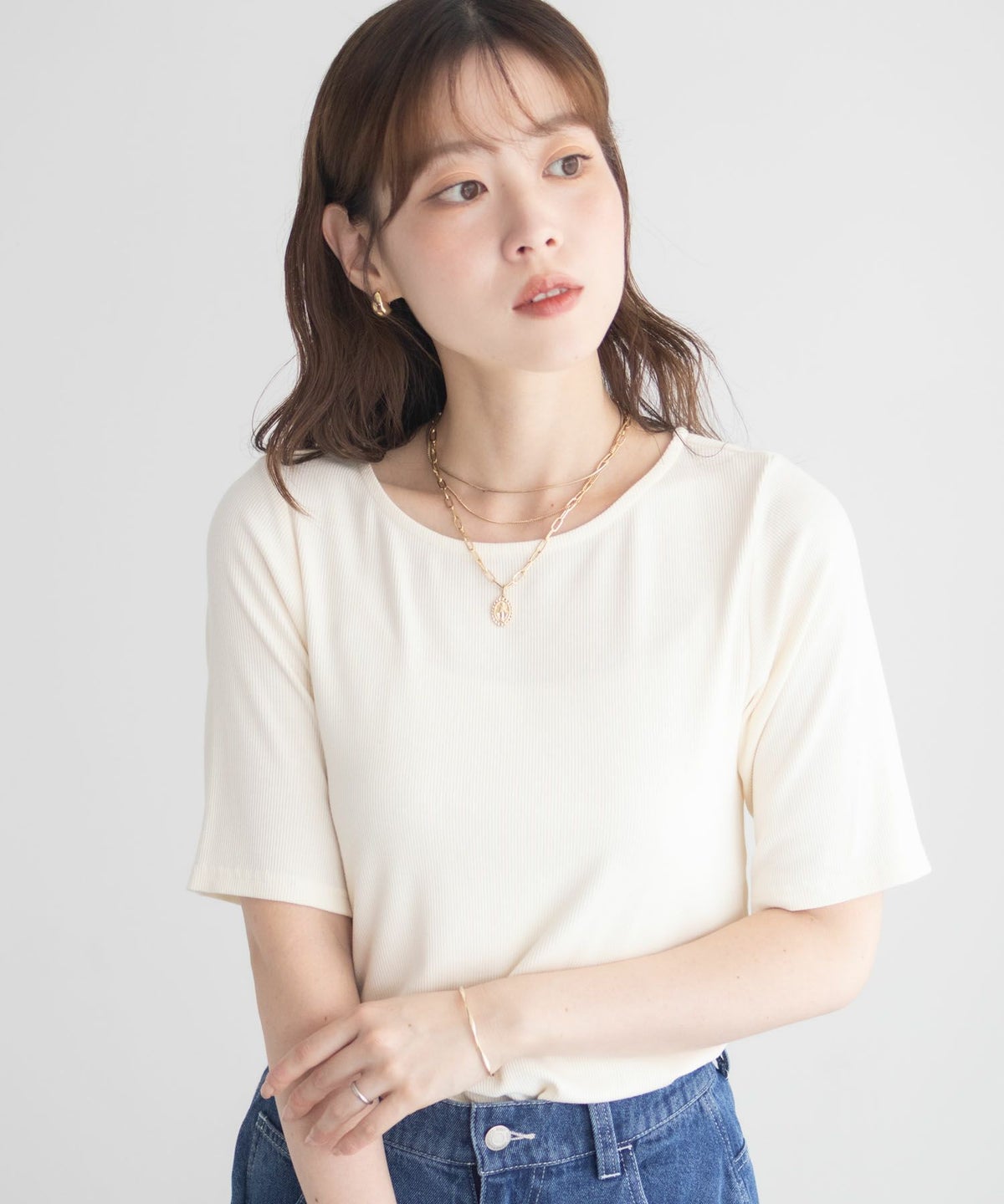 milli de l'air テレコハーフスリーブカットソー レディース ネコポス 対応商品