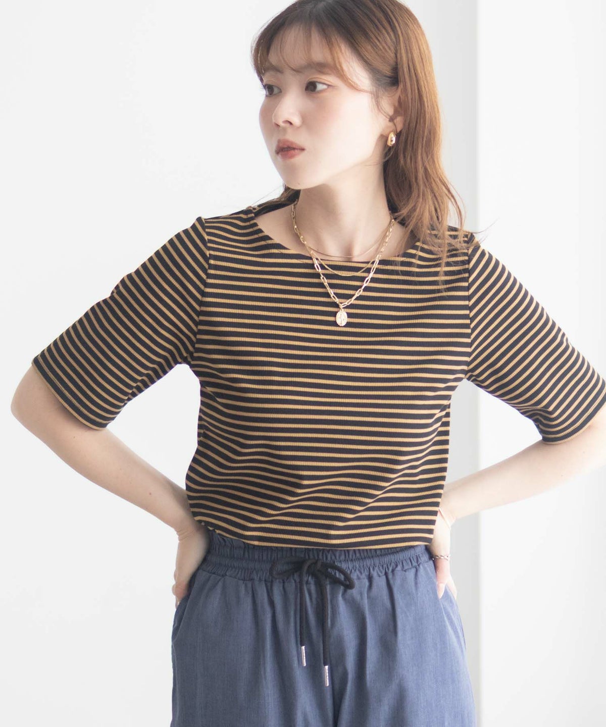 milli de l'air テレコハーフスリーブTシャツ レディース ネコポス 対応商品