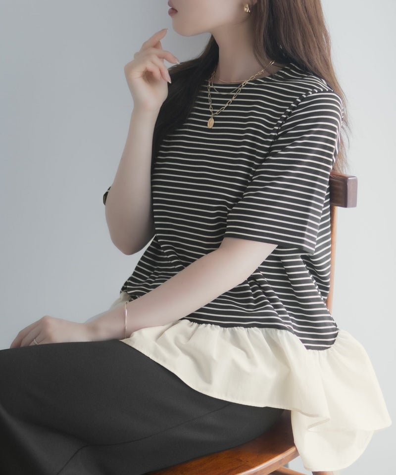 milli de l'air ヘム切替ペプラムトップス レディース メール便 対応商品商品画像-2