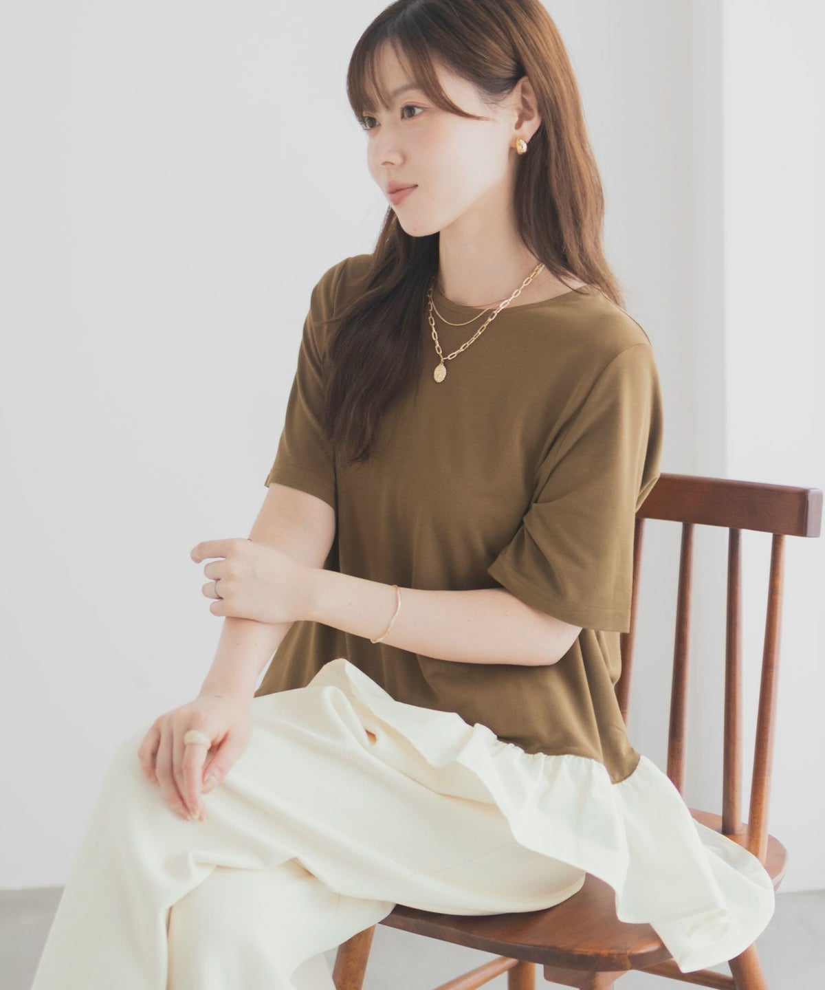 milli de l'air ポンチ素材 ヘム切替ペプラムトップス レディース ネコポス 対応商品