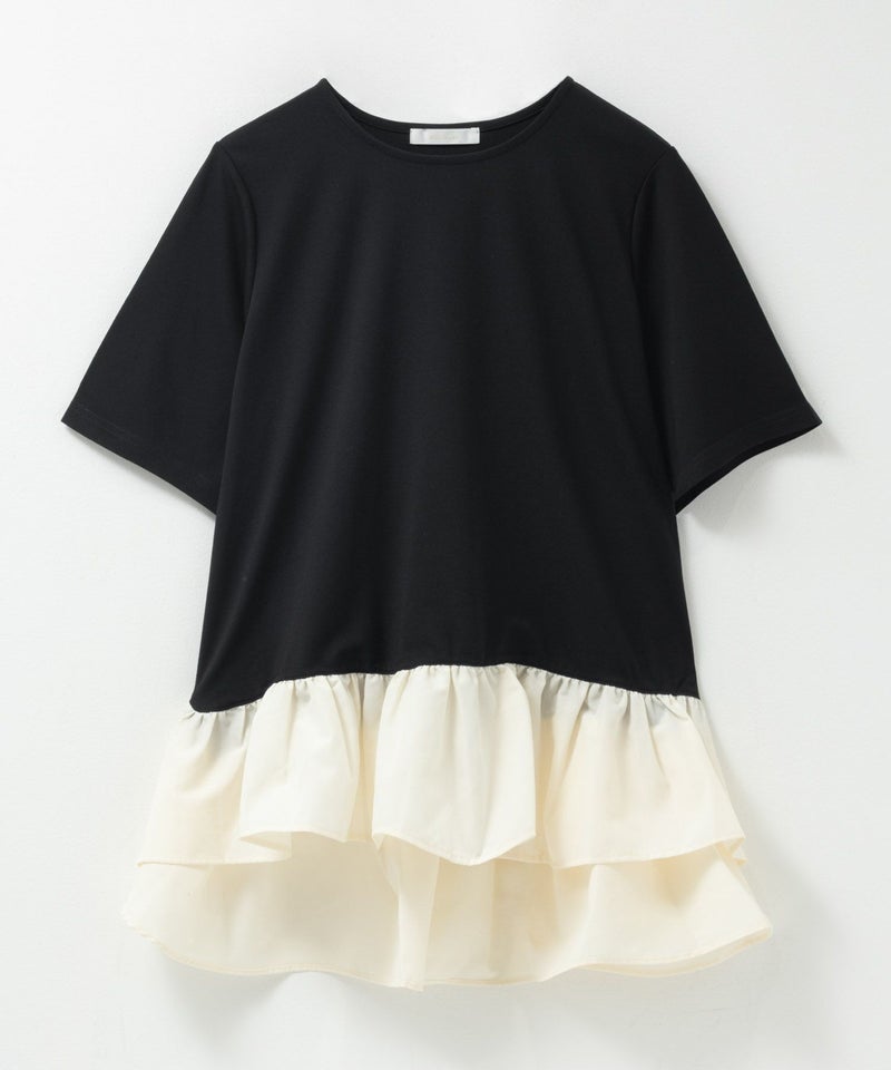 milli de l'air ポンチ素材 ヘム切替ペプラムトップス レディース メール便 対応商品商品画像-17