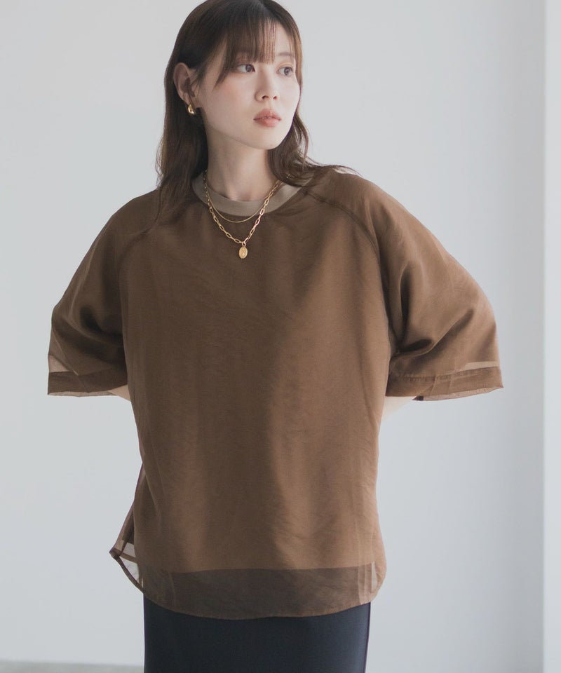 milli de l'air ポンチ素材 シアーレイヤードトップス レディース メール便 対応商品商品画像-6