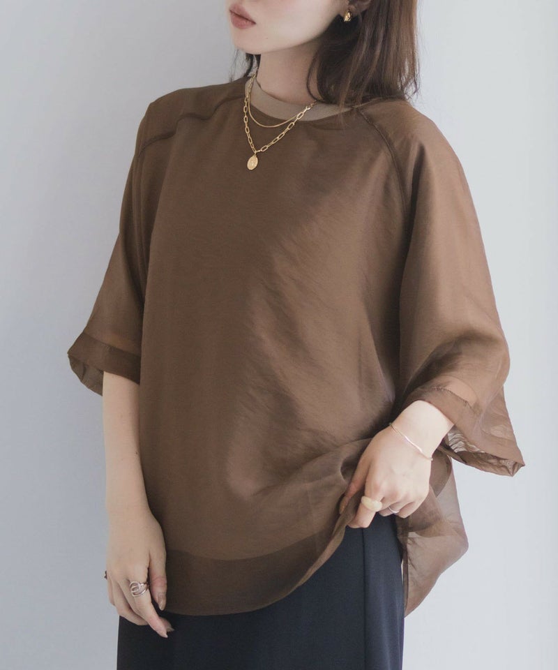 milli de l'air ポンチ素材 シアーレイヤードトップス レディース メール便 対応商品商品画像-8