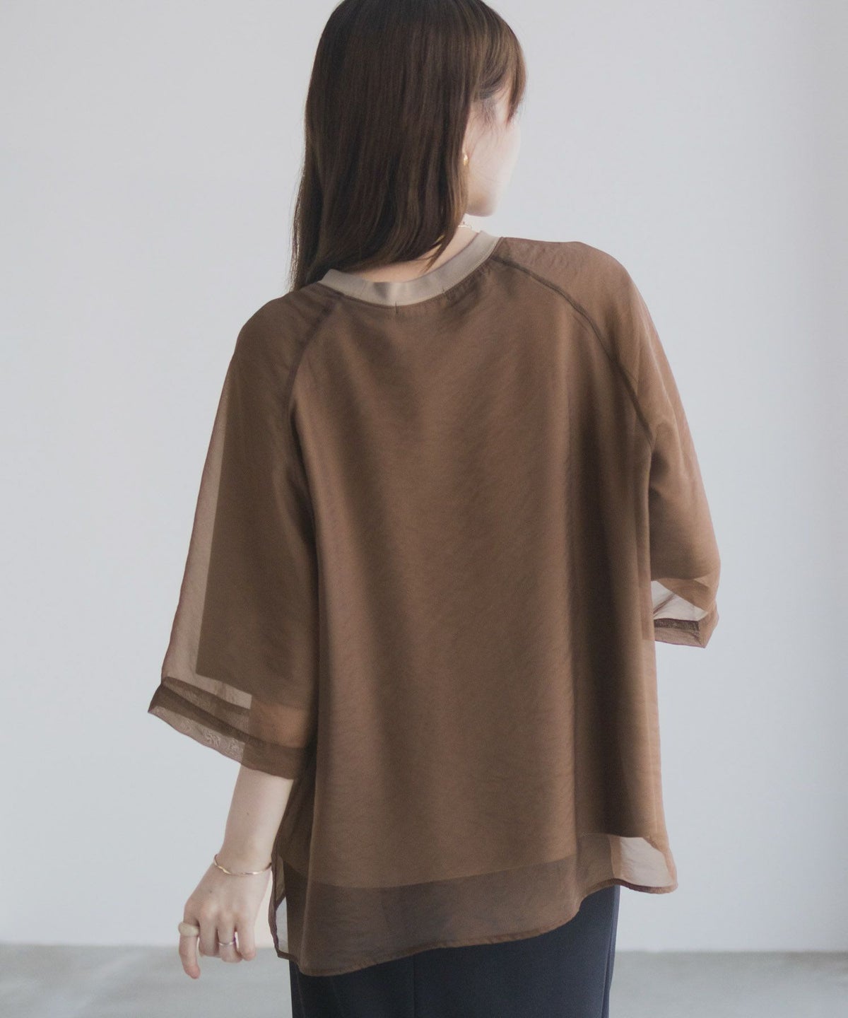 milli de l'air ポンチ素材 シアーレイヤードトップス レディース ネコポス 対応商品