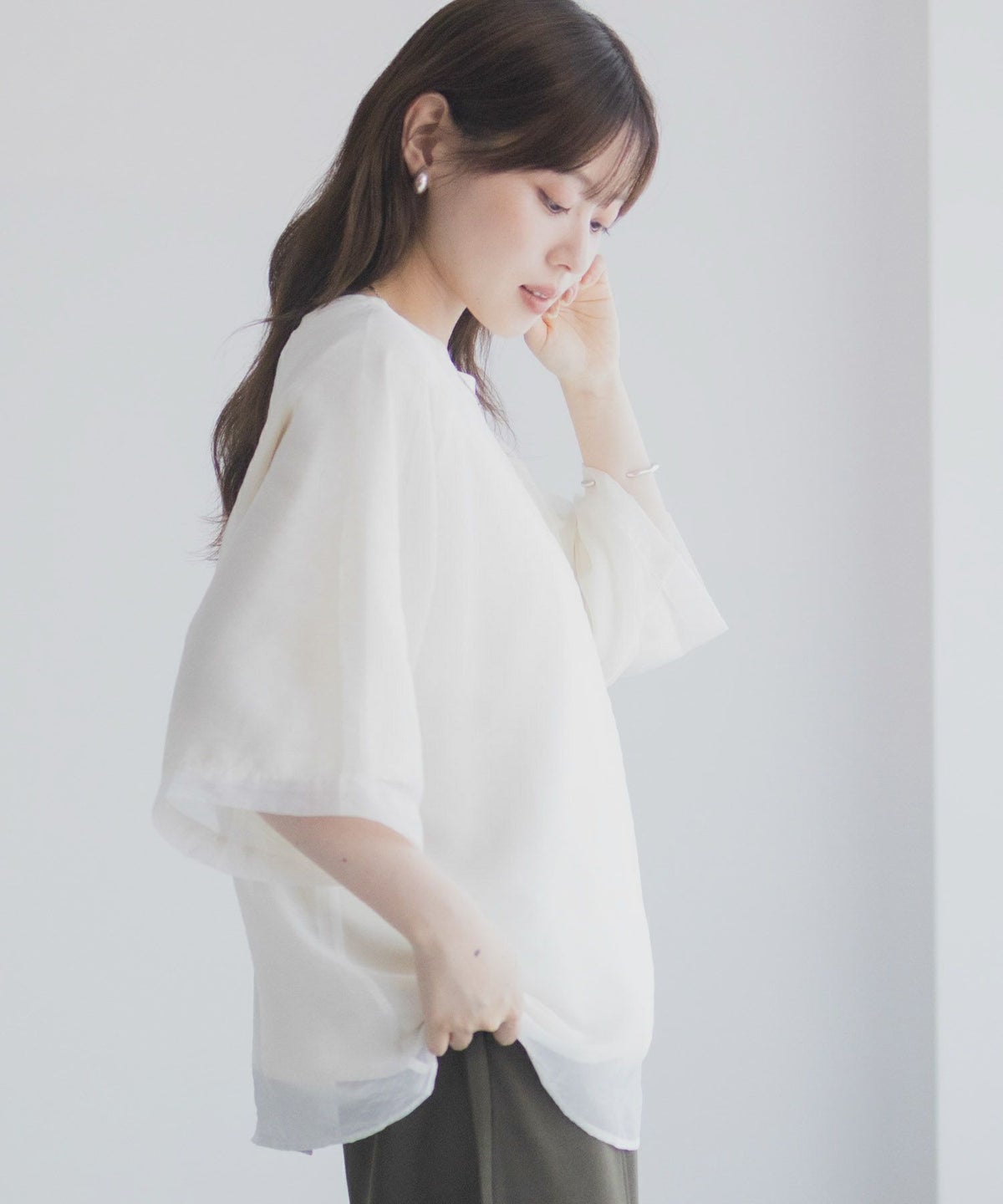 milli de l'air ポンチ素材 シアーレイヤードトップス レディース ネコポス 対応商品