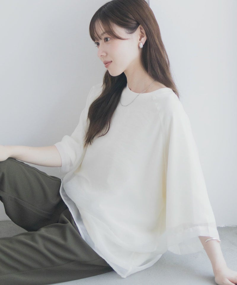 milli de l'air ポンチ素材 シアーレイヤードトップス レディース メール便 対応商品商品画像-14