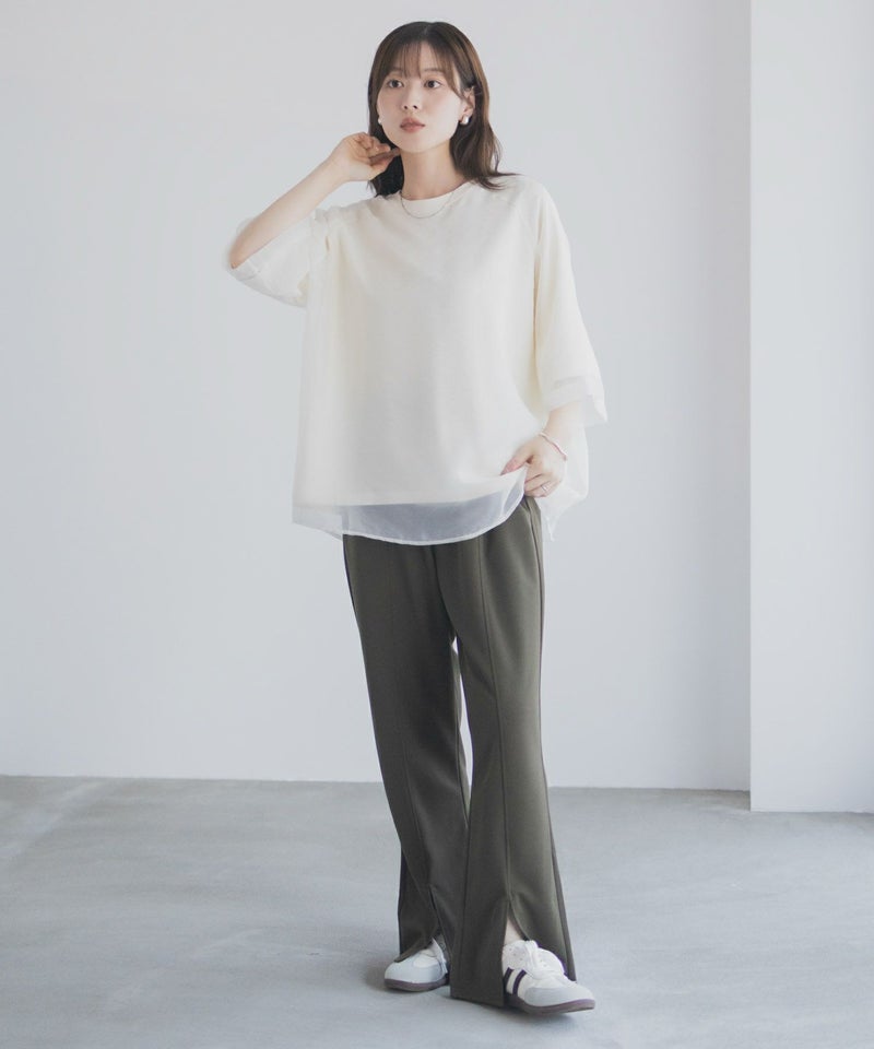 milli de l'air  ポンチ素材 シアーレイヤードトップス レディース メール便 対応商品商品画像-17