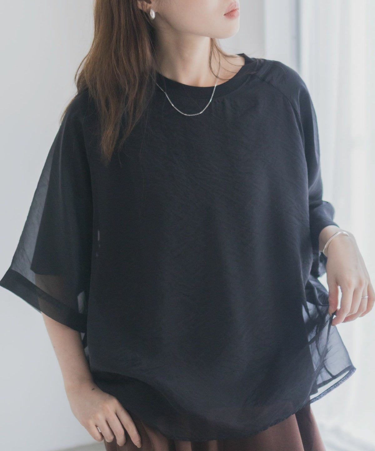 milli de l'air ポンチ素材 シアーレイヤードトップス レディース ネコポス 対応商品