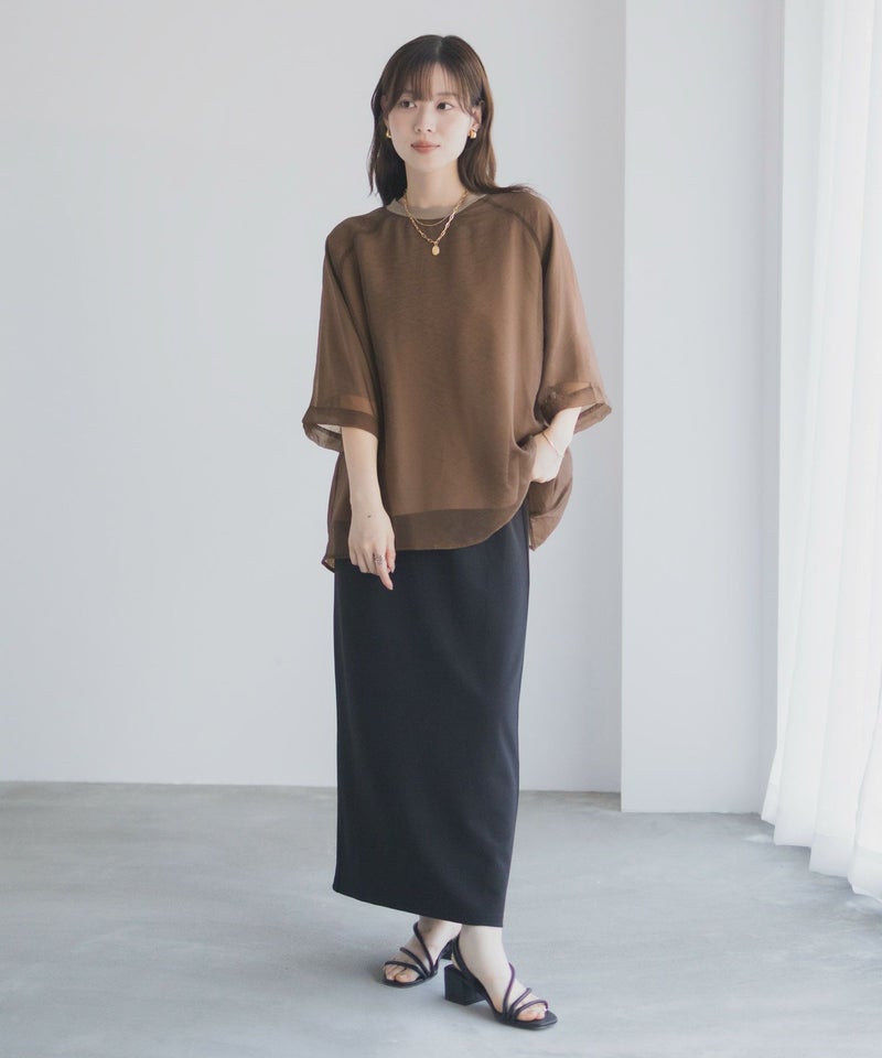 milli de l'air  ポンチ素材 シアーレイヤードトップス レディース メール便 対応商品商品画像-32