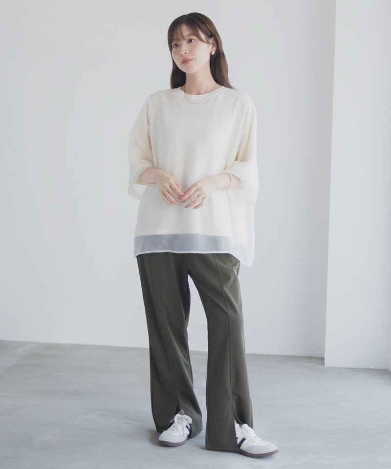 milli de l'air  ポンチ素材 シアーレイヤードトップス レディース メール便 対応商品商品画像-33