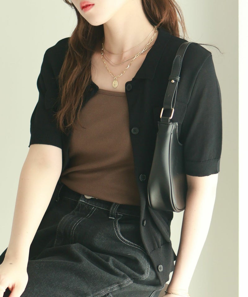 [期間限定knit]milli de l'air ポロカラーダブルポケットニット レディース商品画像-3