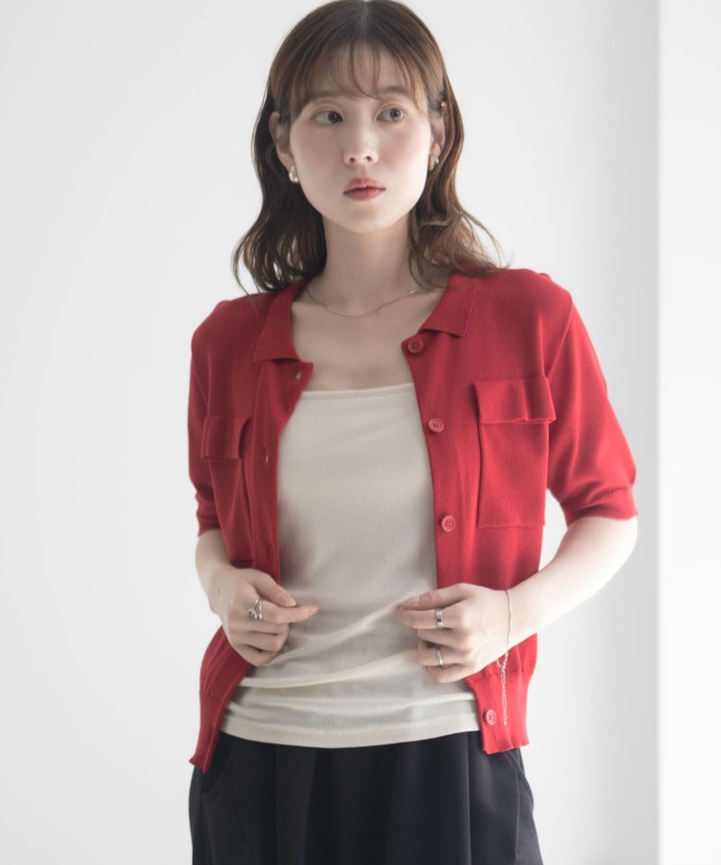 [期間限定knit]milli de l'air ポロカラーダブルポケットニット レディース商品画像-8