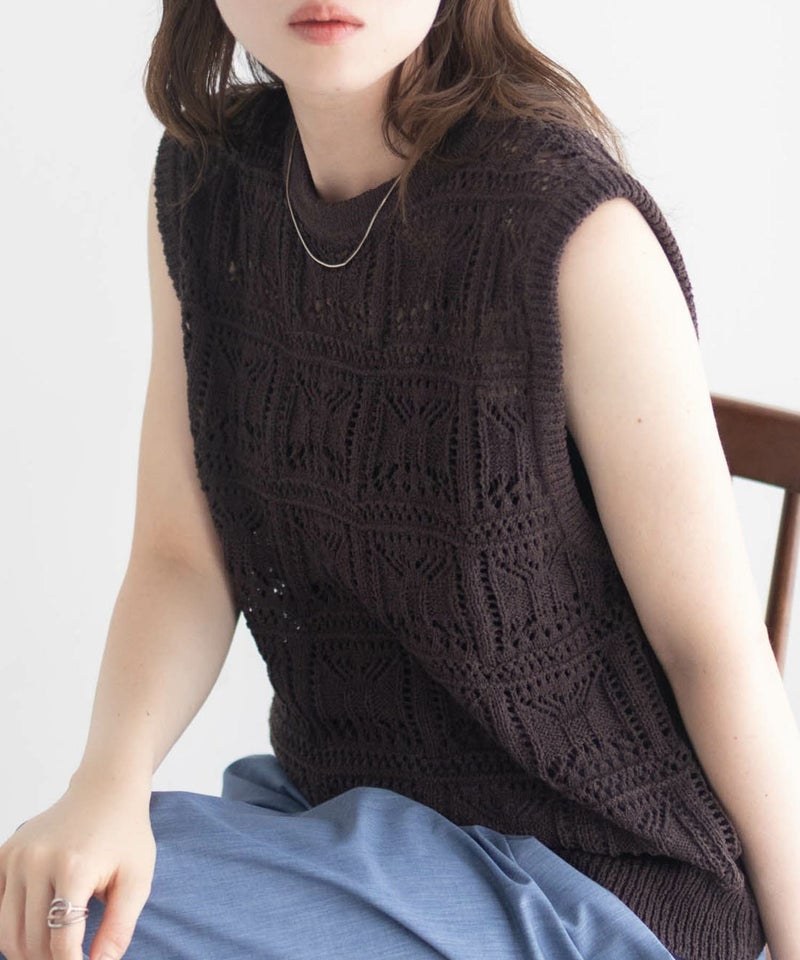 [期間限定knit]milli de l'air 幾何柄編みニットベスト レディース商品画像-1