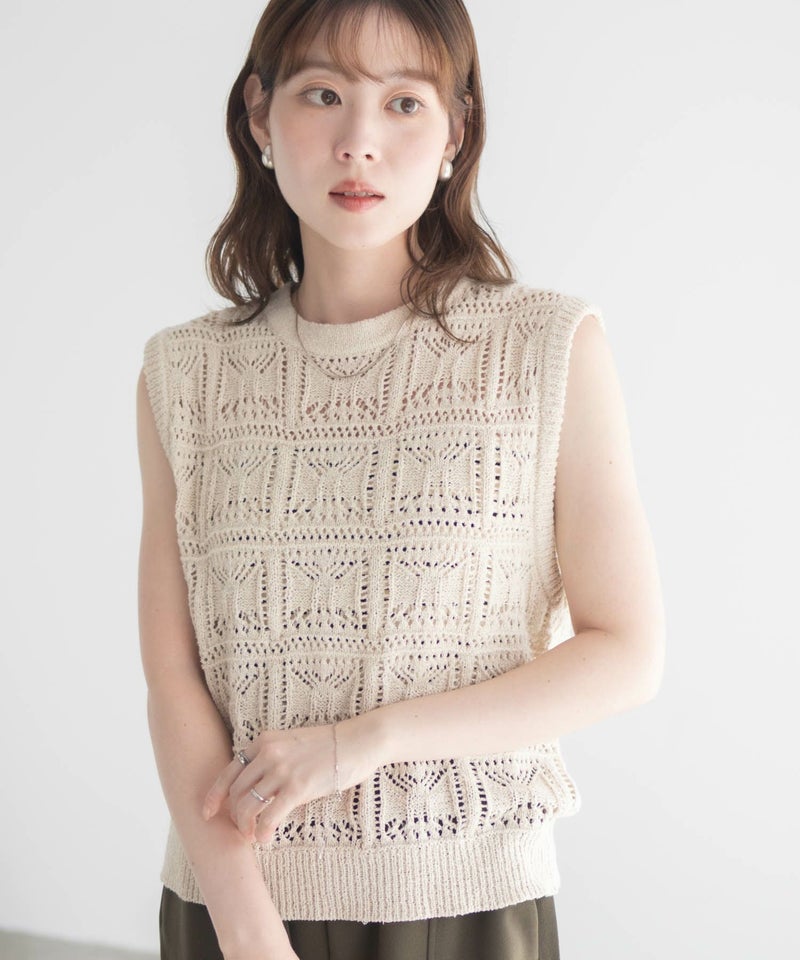 [期間限定knit]milli de l'air 幾何柄編みニットベスト レディース商品画像-10
