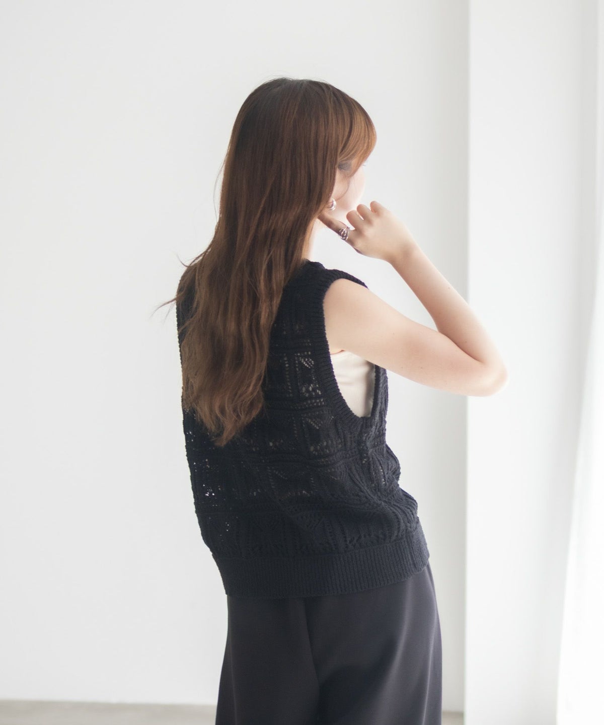 milli de l'air 幾何柄編みニットベスト レディース