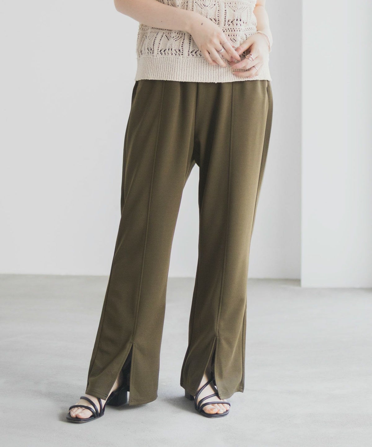 milli de l'air カットジョーゼットスリットパンツ レディース