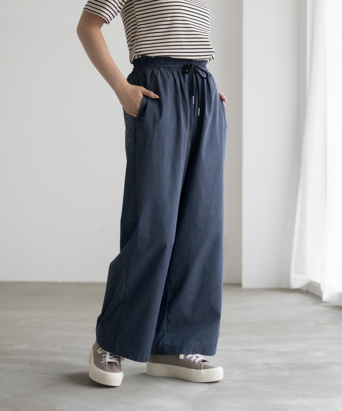 milli de l'air デニムライクセミワイドパンツ レディース