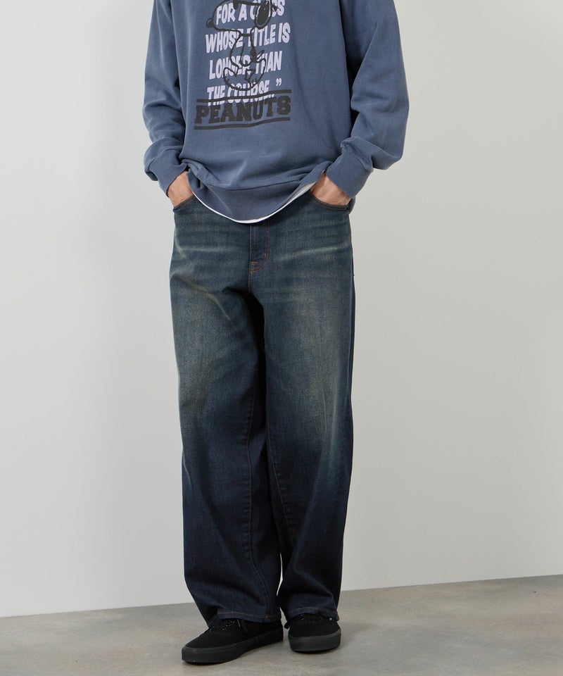 NAVY  毎日はきたくなるデニム「マイデニ」 バレルレッグ ワイドパンツ メンズ商品画像-6