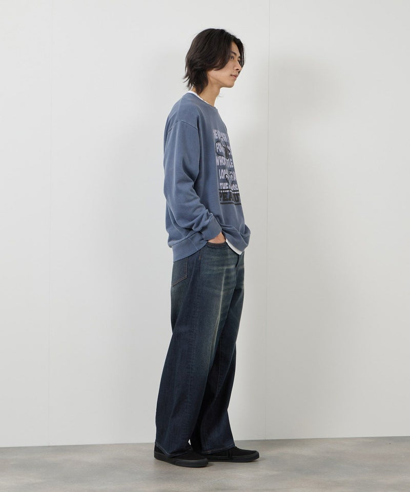 NAVY  毎日はきたくなるデニム「マイデニ」 バレルレッグ ワイドパンツ メンズ商品画像-9