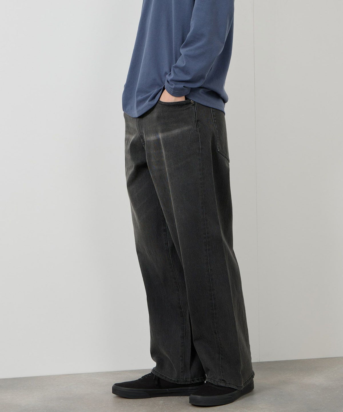 NAVY 毎日はきたくなるデニム「マイデニ」 バレルレッグ ワイドパンツ メンズ