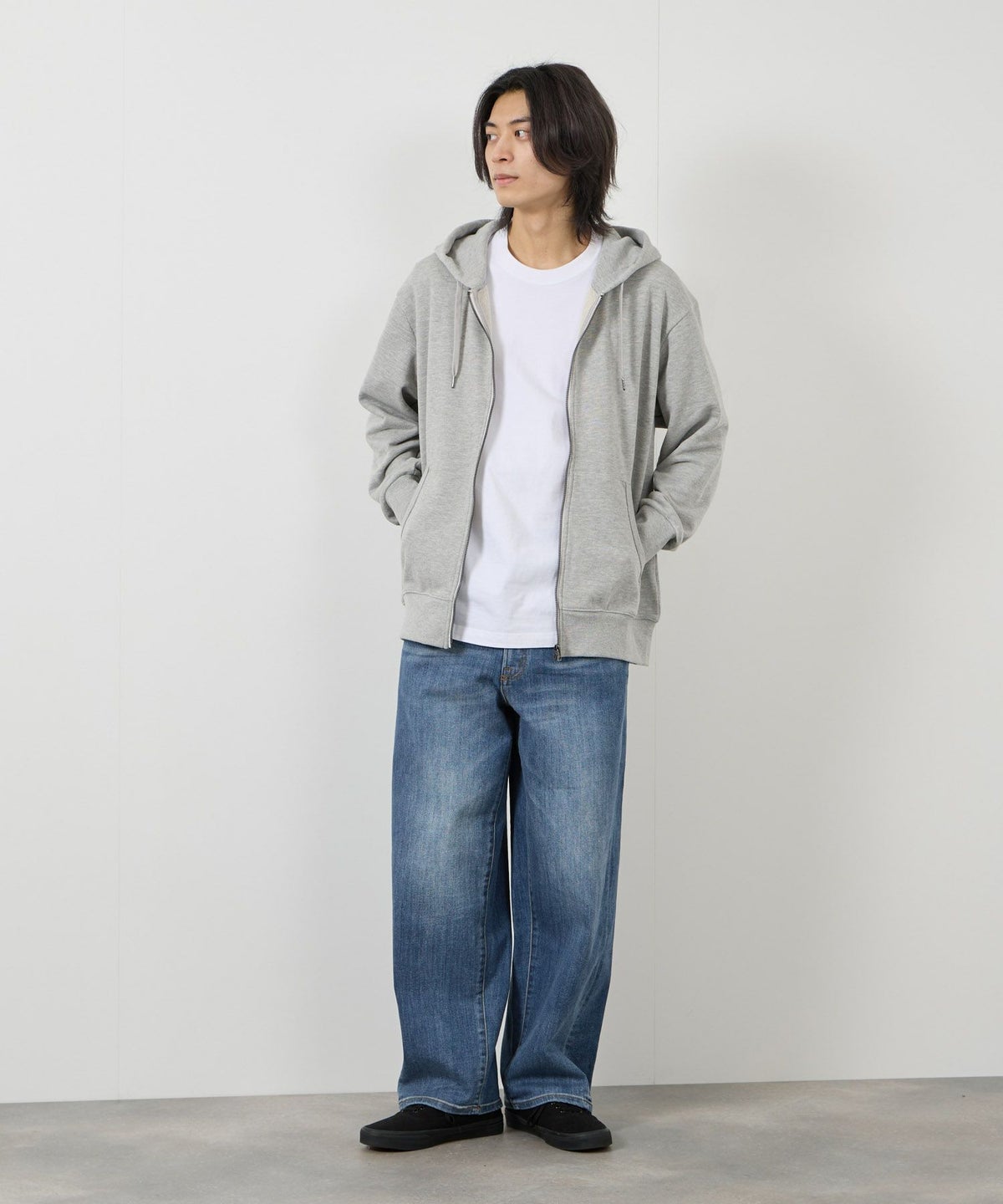 NAVY 毎日はきたくなるデニム「マイデニ」 バレルレッグ ワイドパンツ メンズ