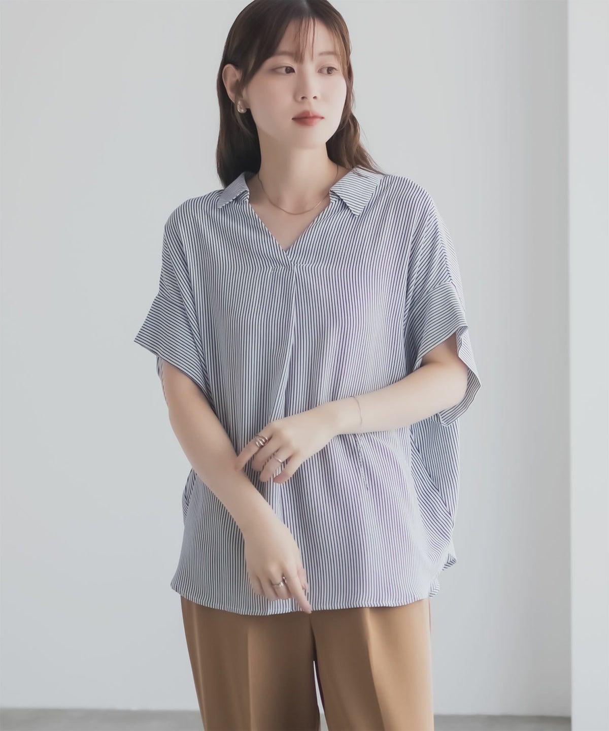 nAvy スキッパーブラウス レディース