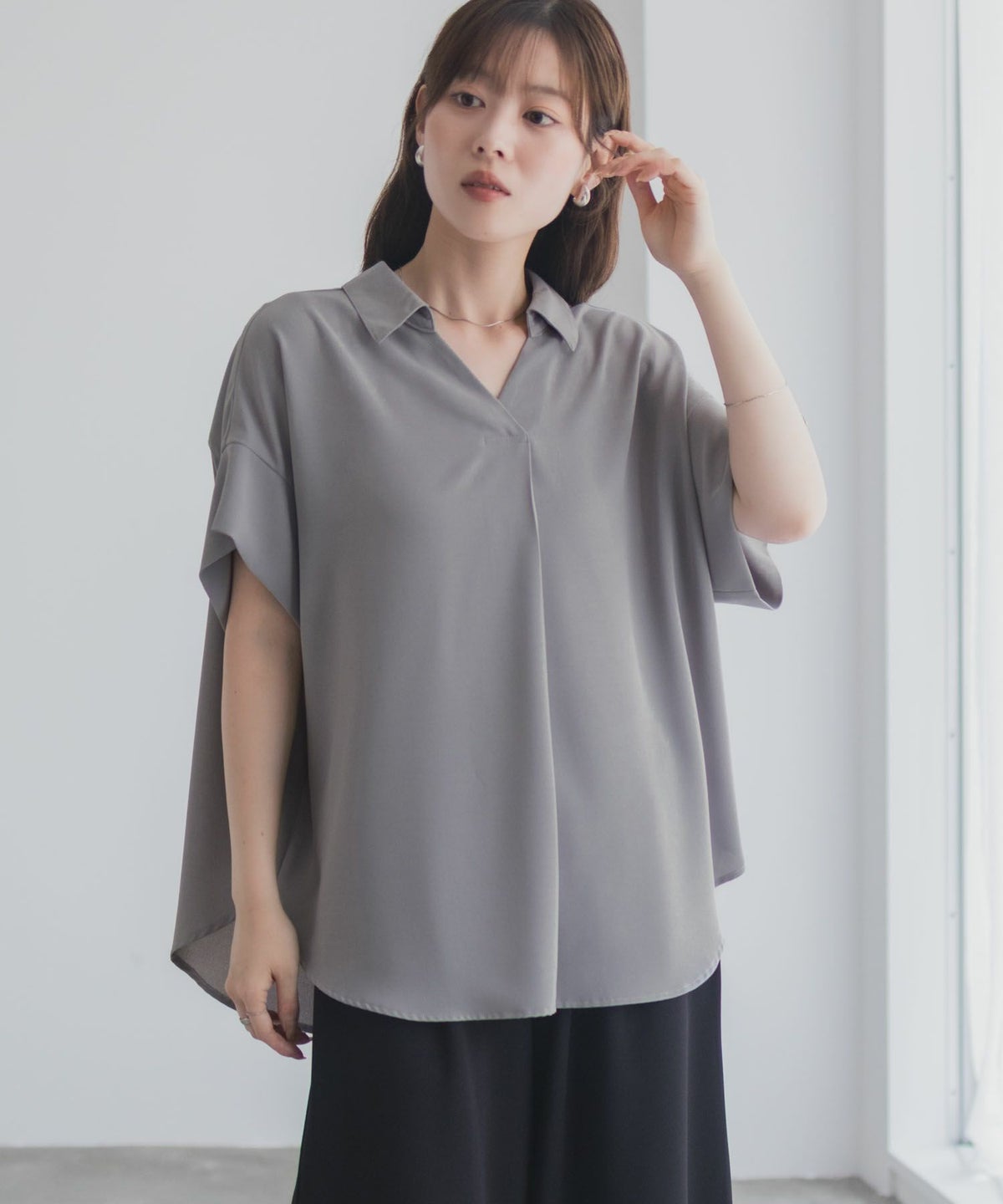 nAvy スキッパーブラウス レディース