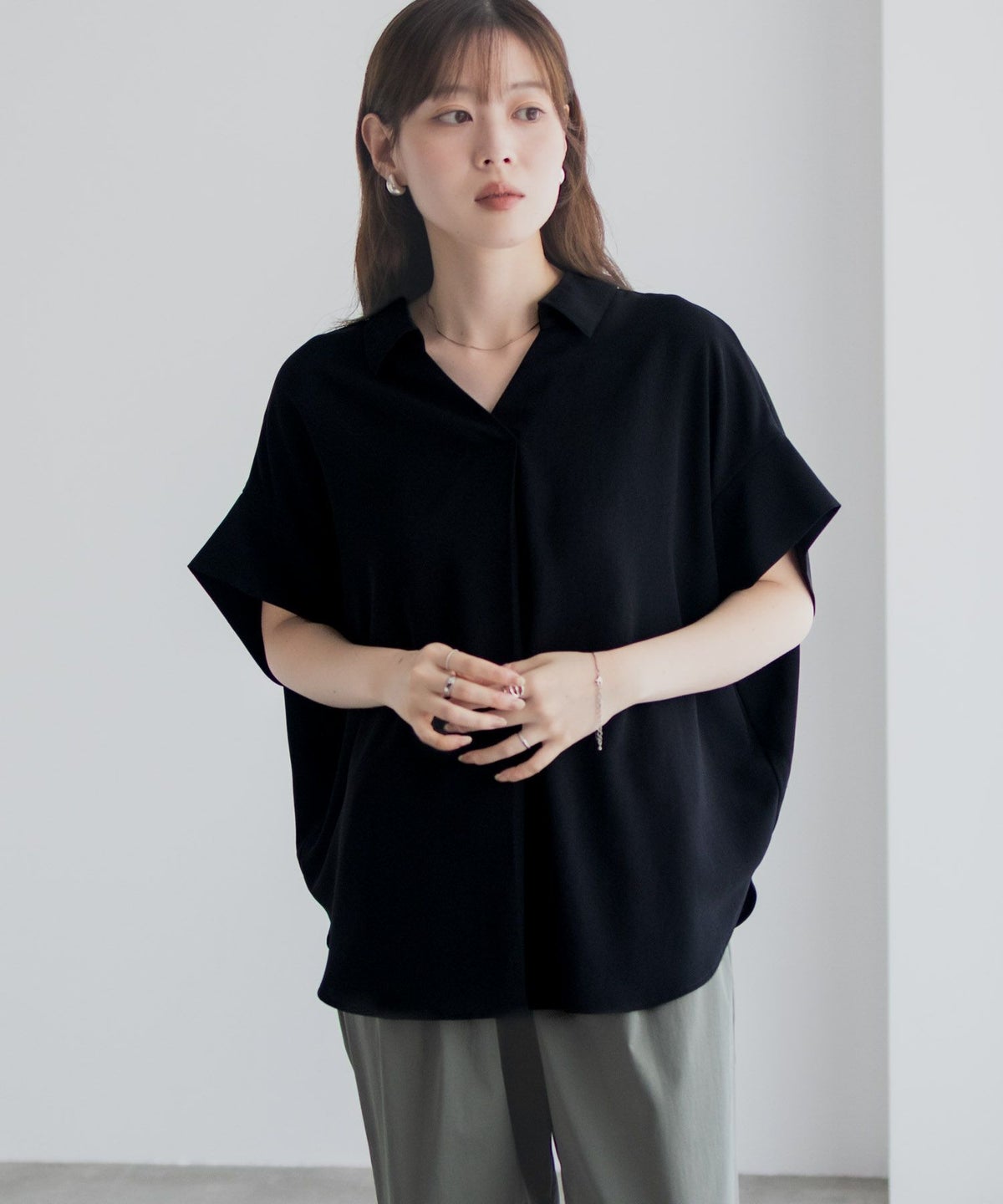 nAvy スキッパーブラウス レディース