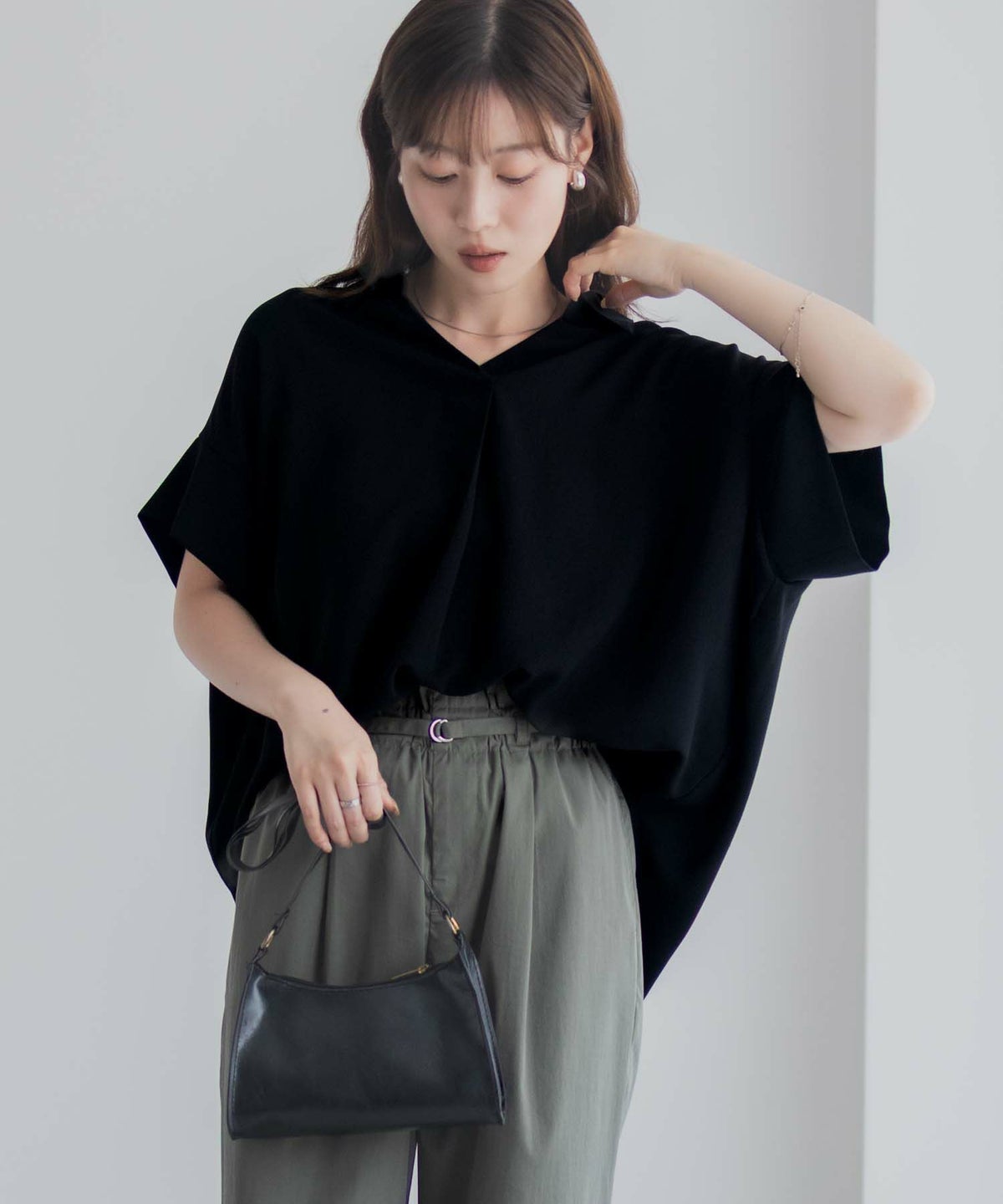 nAvy スキッパーブラウス レディース