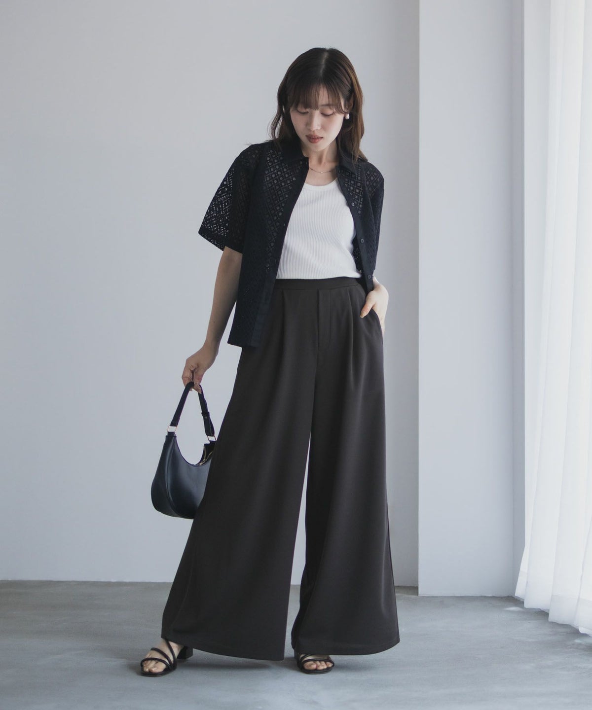 nAvy ジョーゼットワイドパンツ レディース