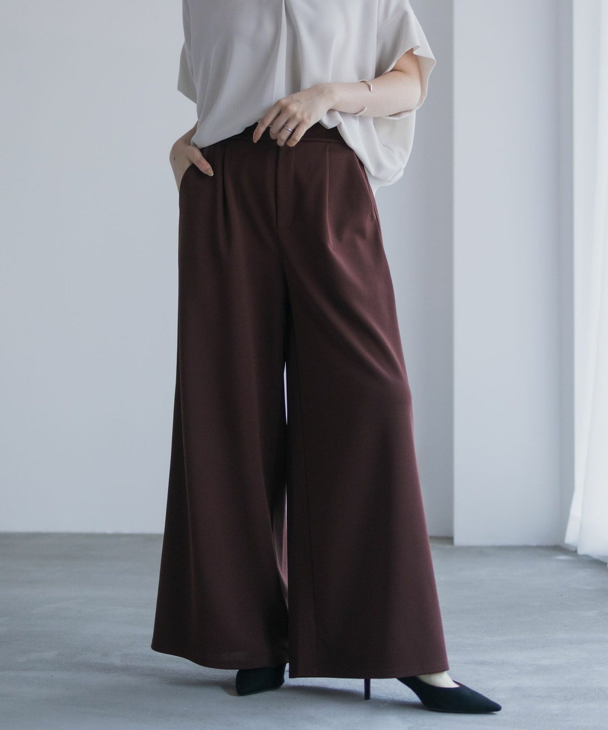 nAvy ジョーゼットワイドパンツ レディース