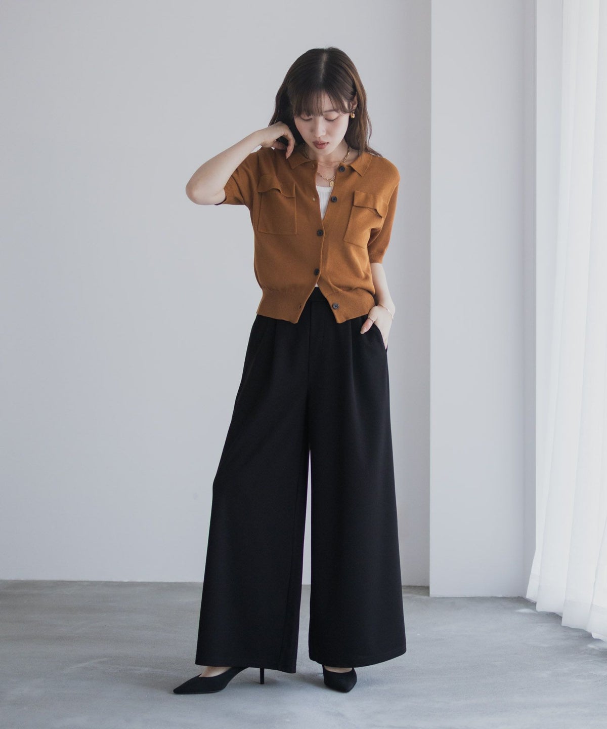 nAvy ジョーゼットワイドパンツ レディース