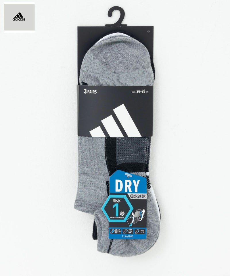 adidas スニーカーソックス ドライ素材ロゴ 3足組 メンズ商品画像-1