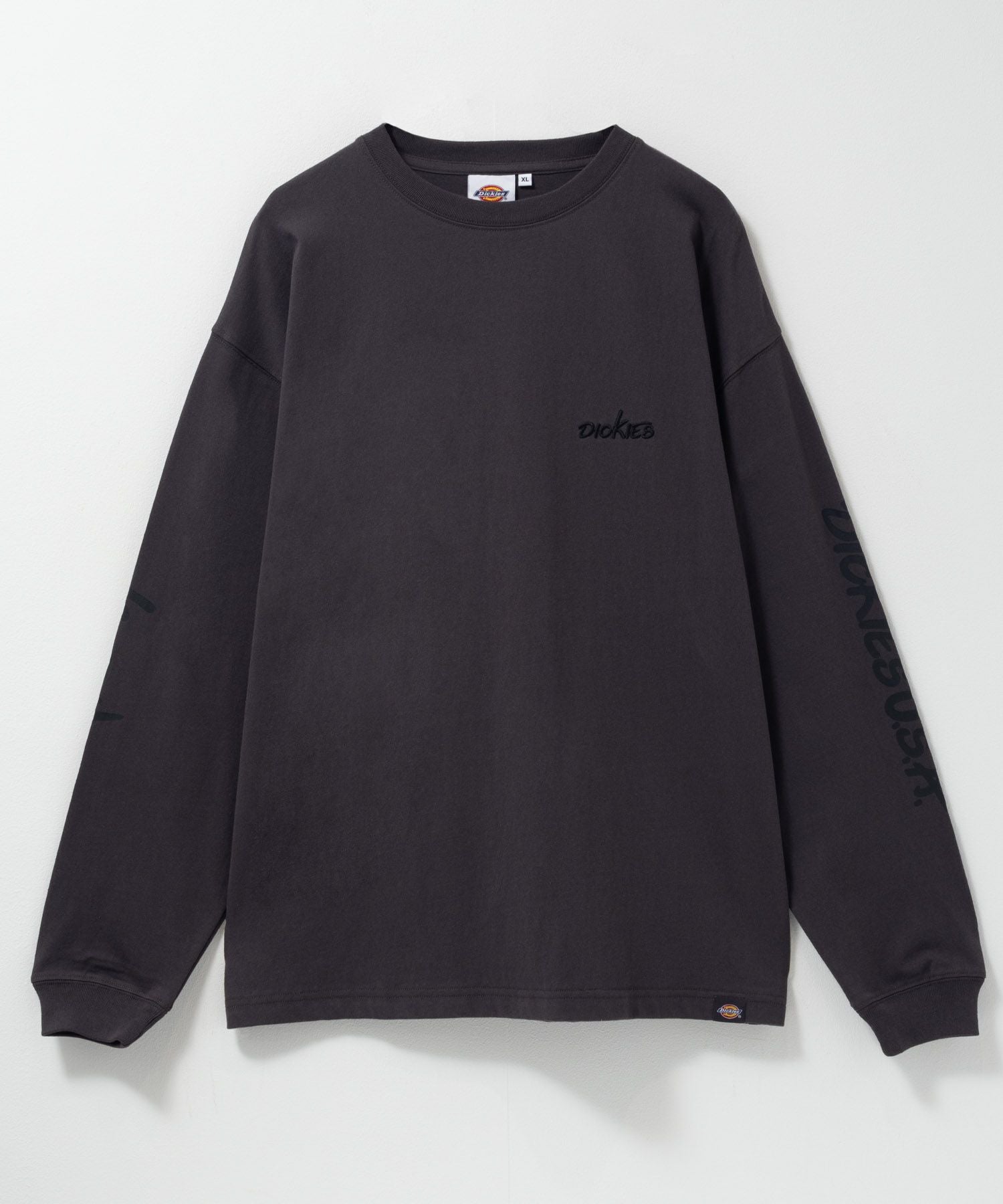 ブラック グラフィックプリント 長袖カットソー Dickies スリーブプリント長袖Tシャツ メンズ