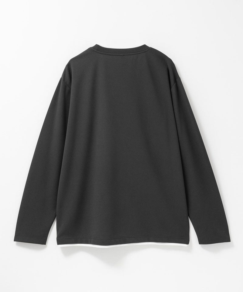 [値下げ]NAVY  時短フェイクレイヤードクルーネック長袖Tシャツ メンズ商品画像-2