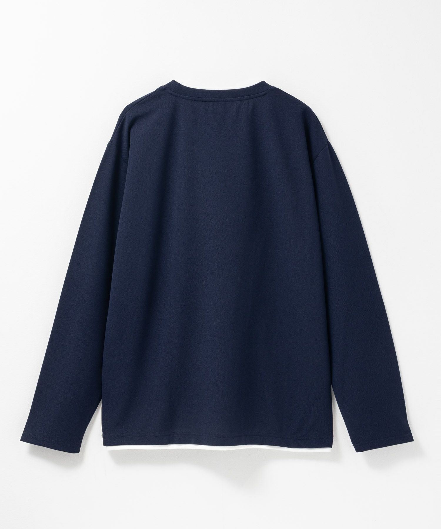 NAVY 時短フェイクレイヤードクルーネック長袖Tシャツ メンズ