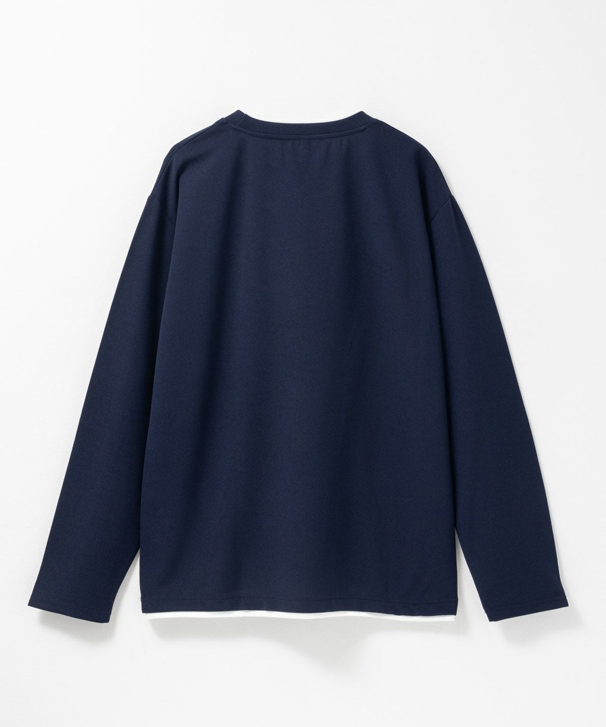 NAVY 時短フェイクレイヤードクルーネック長袖Tシャツ メンズ